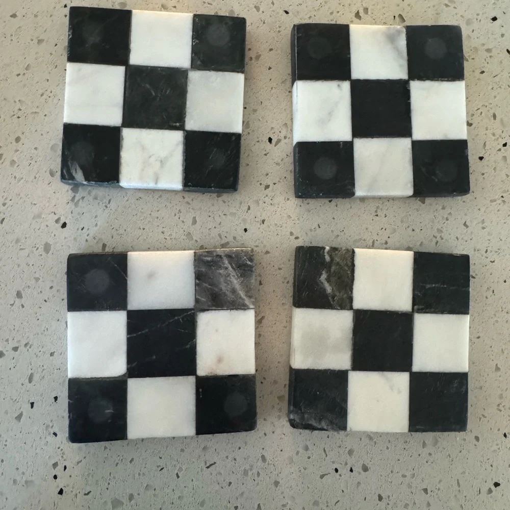 Black and White Checkered Coasters - Picture 2 of 5